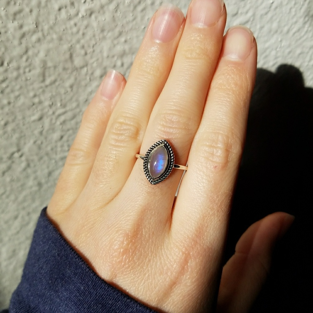 Sterling blue moonstone ring